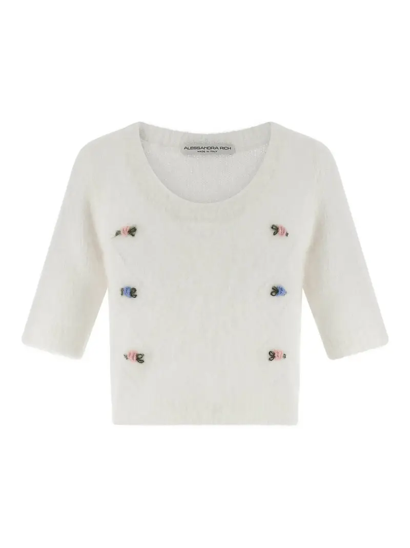 Maglione mohair card Bianco