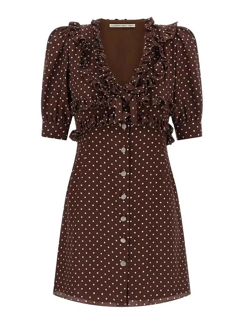 MiniVestito a pois Marrone