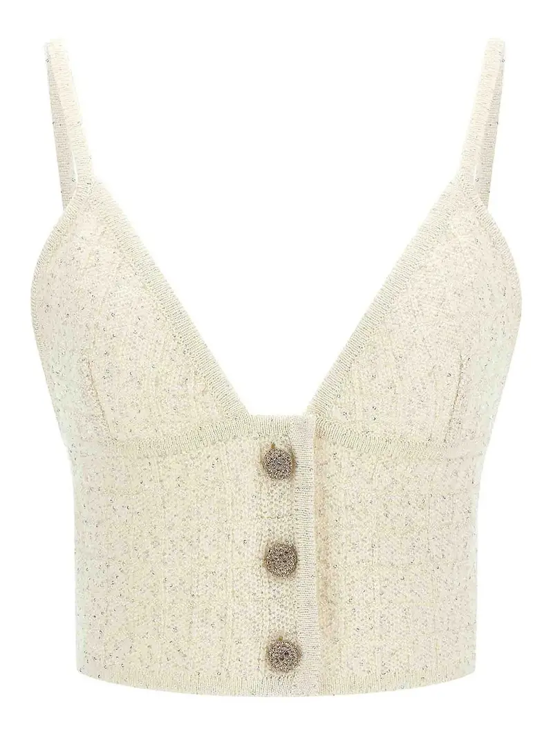 Top con paillettes Bianco