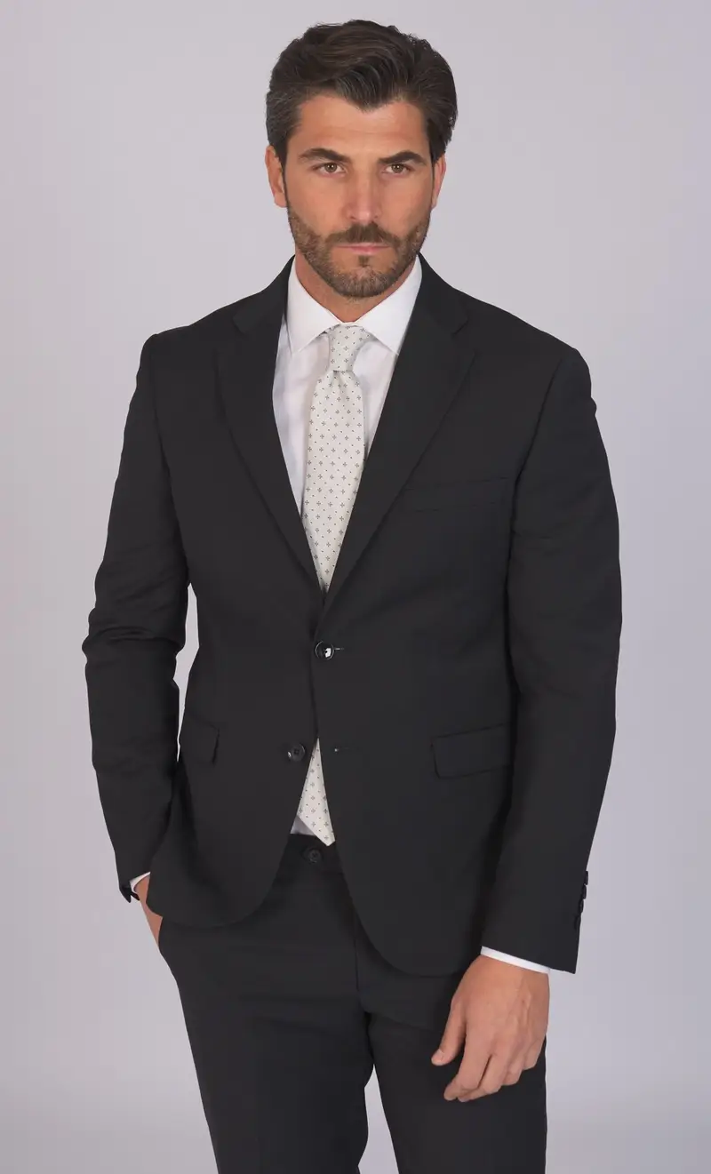 Abito alessandro gilles pura lana tinta unita drop 7, colore nero