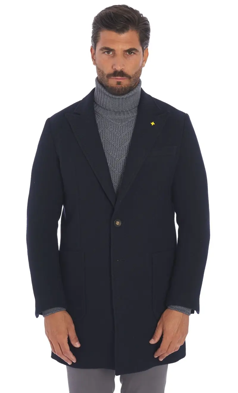 Cappotto alessandro gilles spigato blu, colore blu