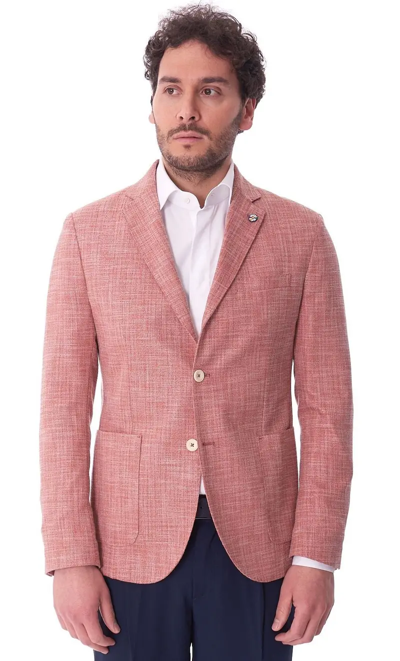 Giacca alessandro gilles fiammata in misto lino, colore salmone