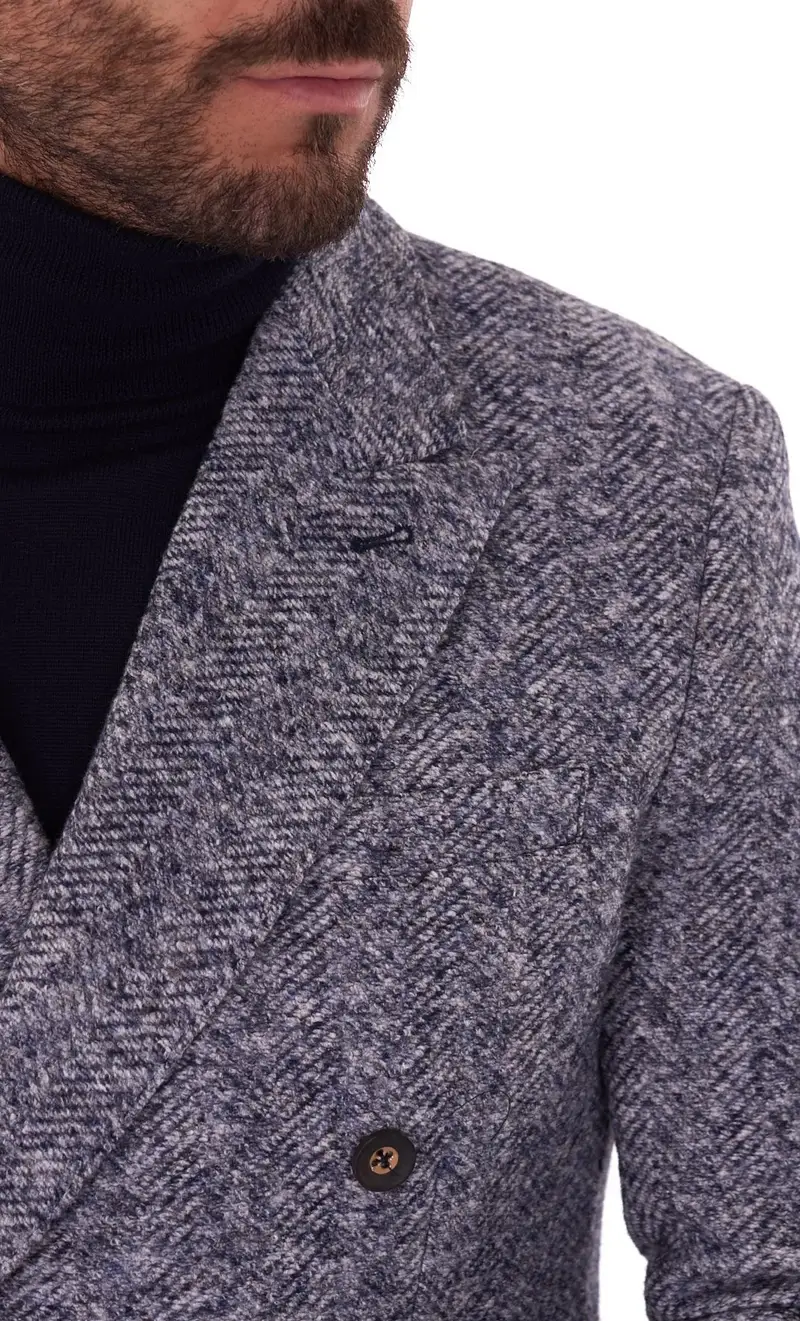 Giacca doppiopetto alessandro gilles spigata, colore blu miniatura 2