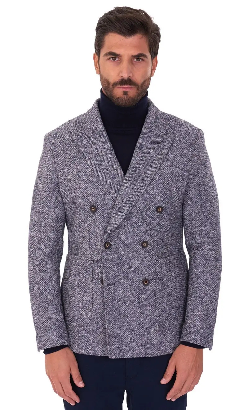 Giacca doppiopetto alessandro gilles spigata, colore blu