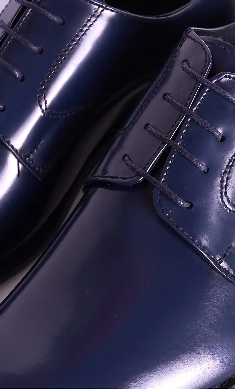 Scarpe derby alessandro gilles in pelle abrasivata, colore blu miniatura 2