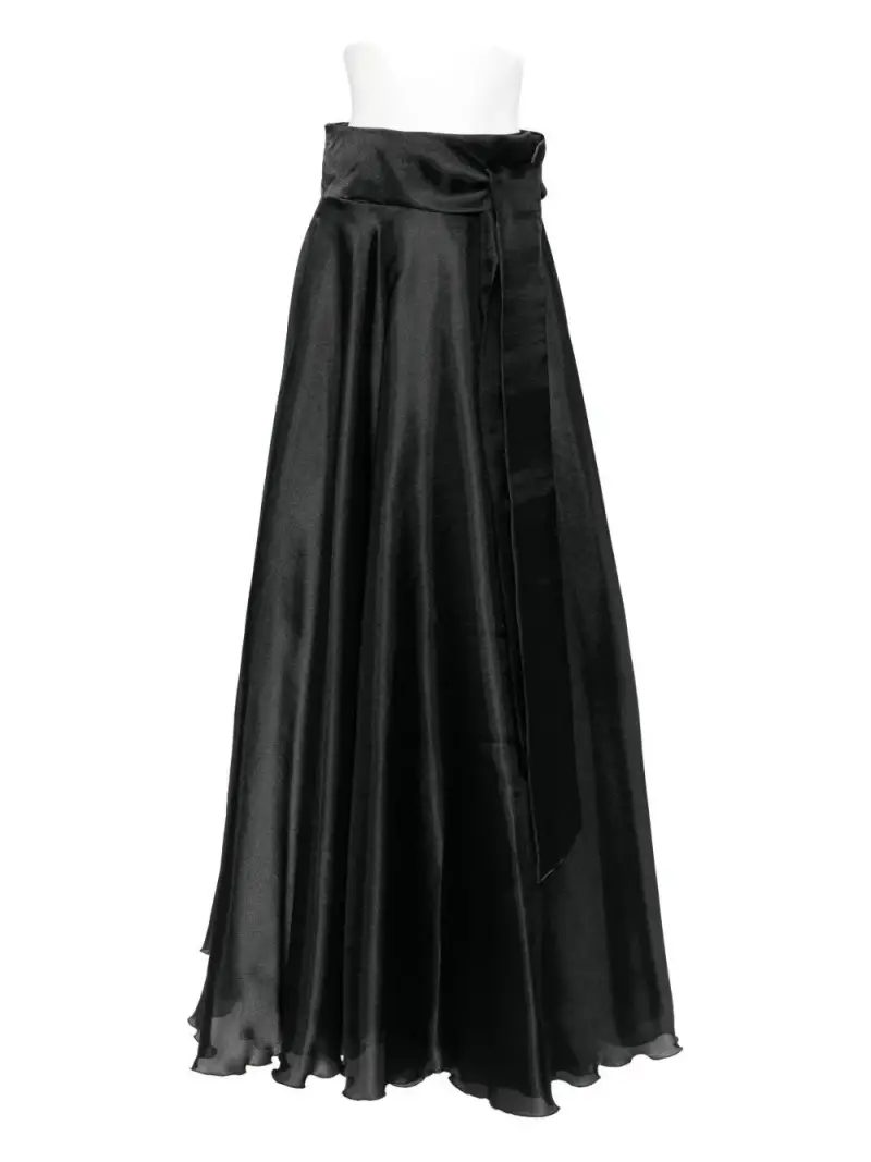 Gonna lunga nera a vita alta con nodo Nero