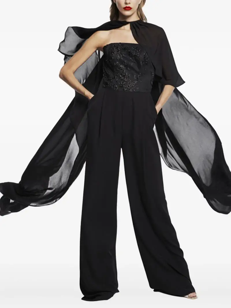 Tuta nera corpetto decorato Nero miniatura 3