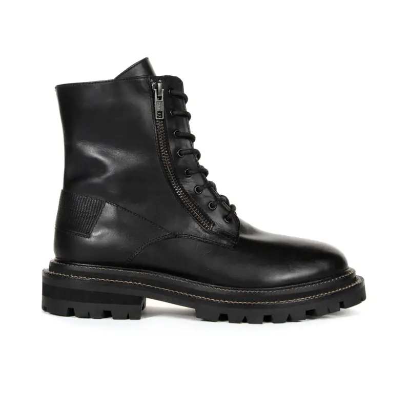 Anfibi neri in pelle con doppia zip e cuciture