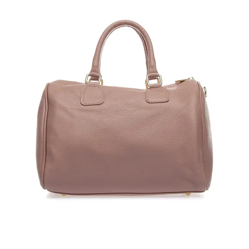 Bauletto rosa in pelle con zip