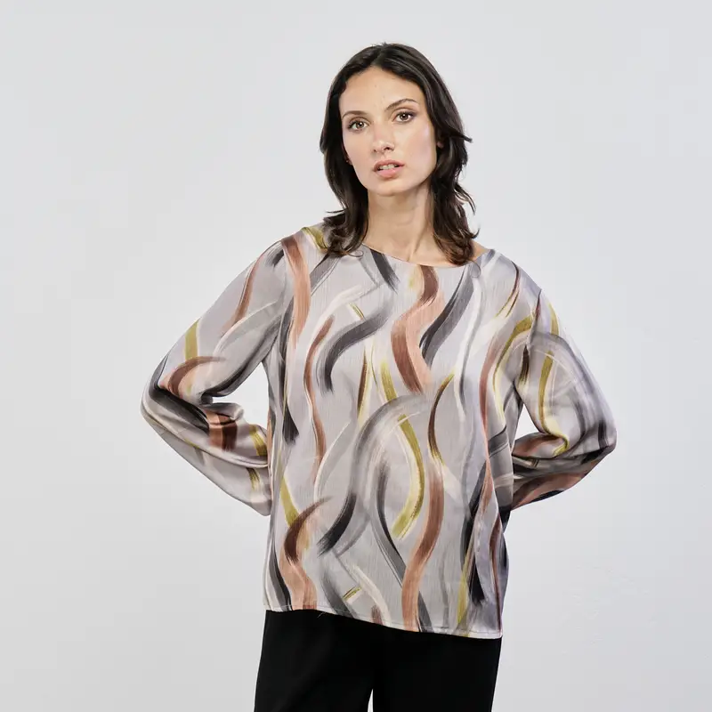 Blusa ampia grigia multicolor