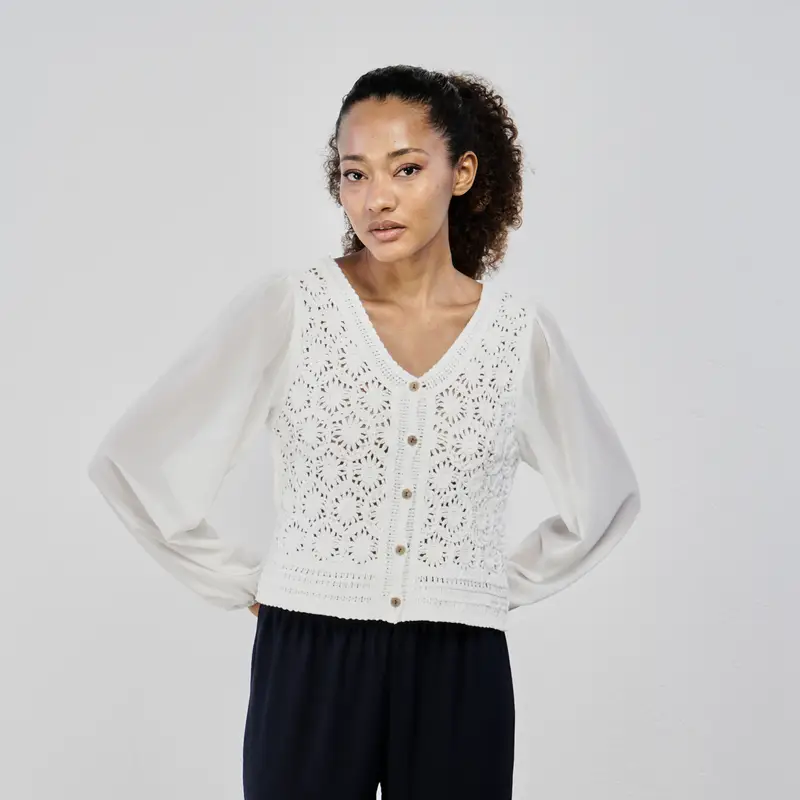 Blusa bianca con corpetto ricamato