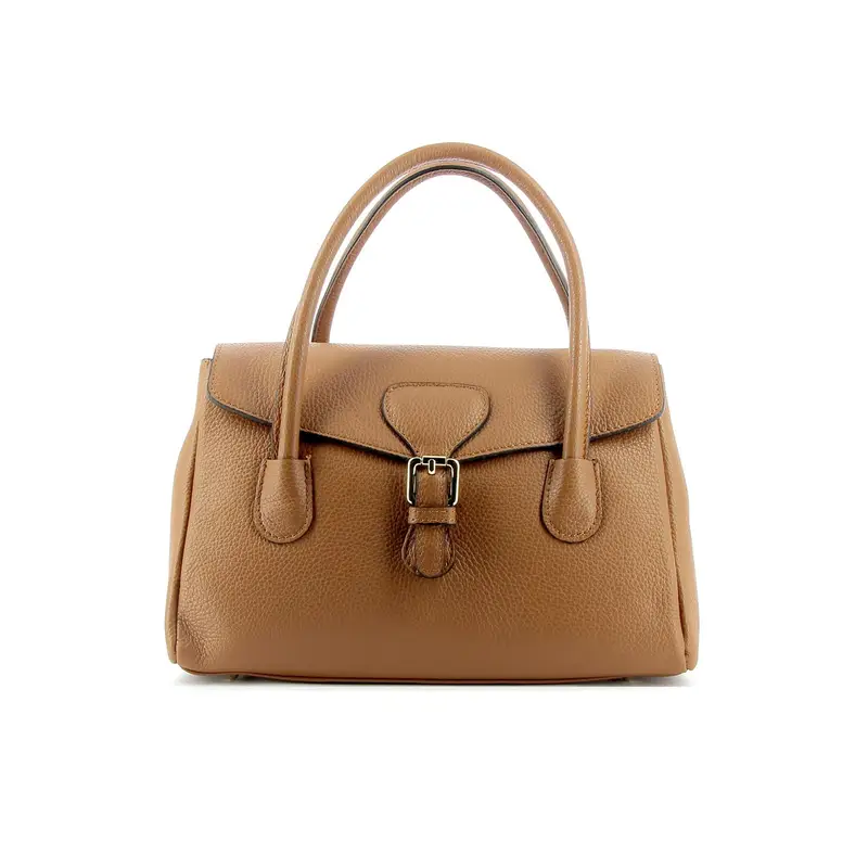 Borsa in pelle marrone con due manici