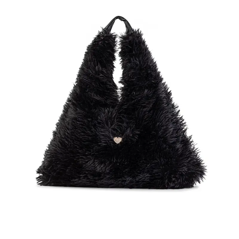 Borsa morbida nera in peluche