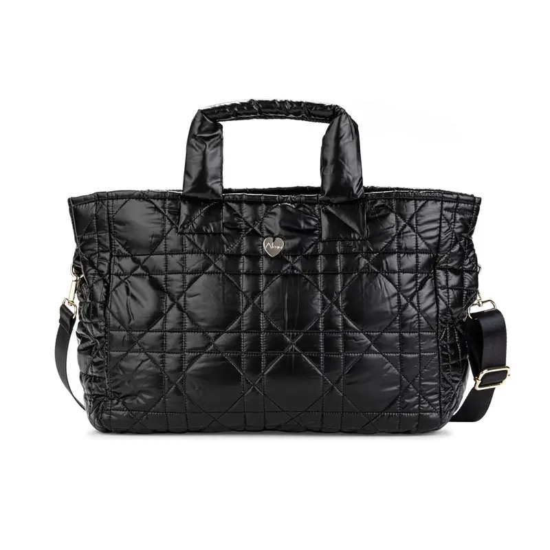 Borsa nera effetto trapuntato con tracolla removibile