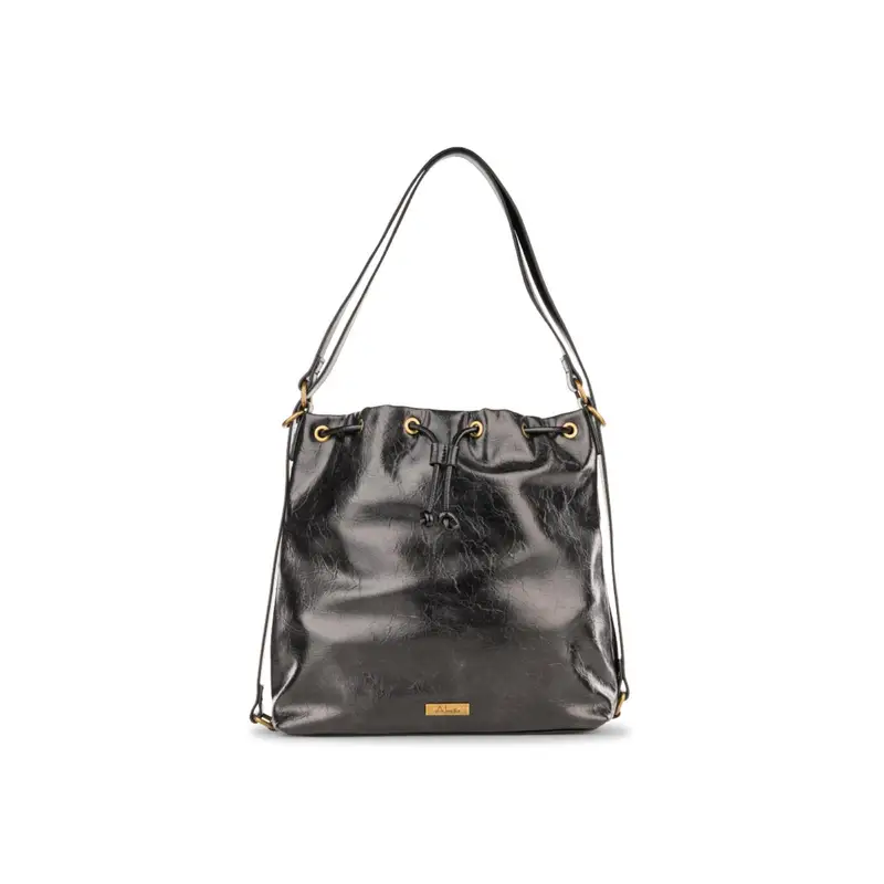 Borsa secchiello nero da donna con coulisse