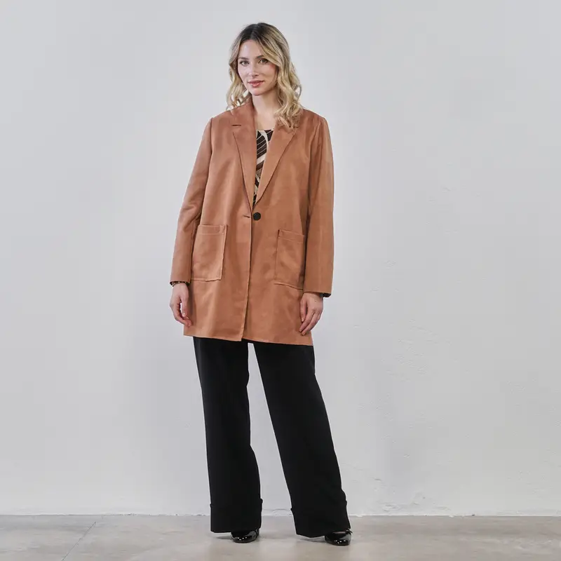 Cappotto leggero marrone da donna con tasche