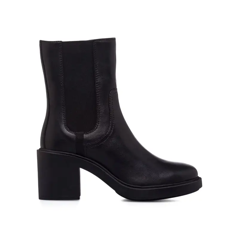 Chelsea neri in pelle da donna con tacco alto largo
