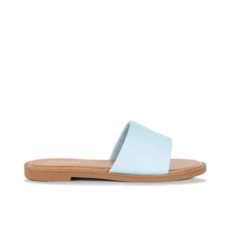 Ciabattine azzurre da donna con fascia colorata