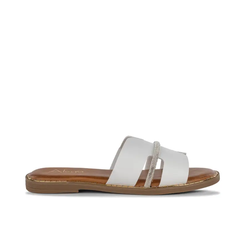 Ciabattine bianche da donna con strass