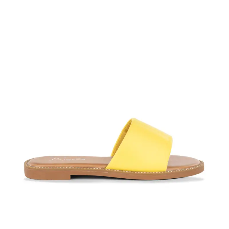 Ciabattine gialle da donna con fascia colorata