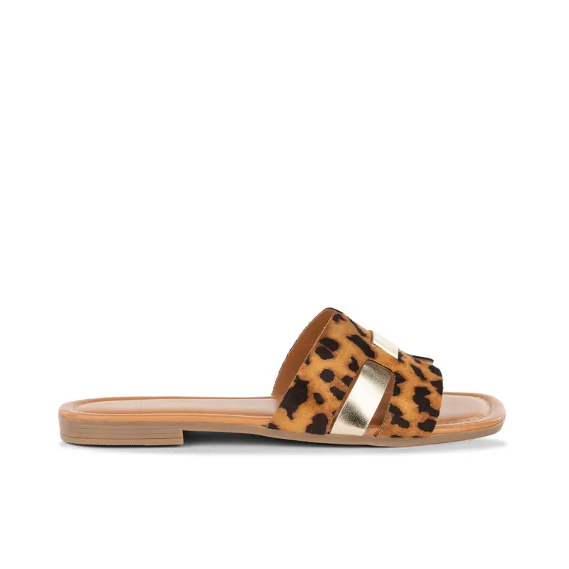 Ciabattine marroni da donna in stampa animalier