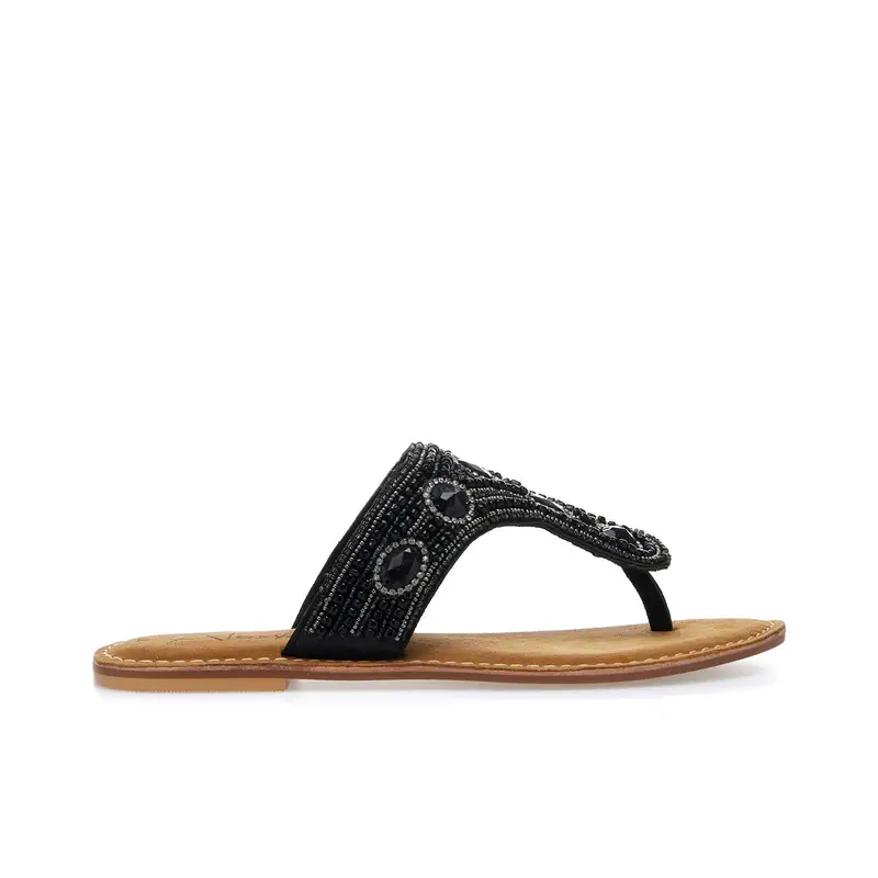 Ciabattine nere modello infradito con micro perline