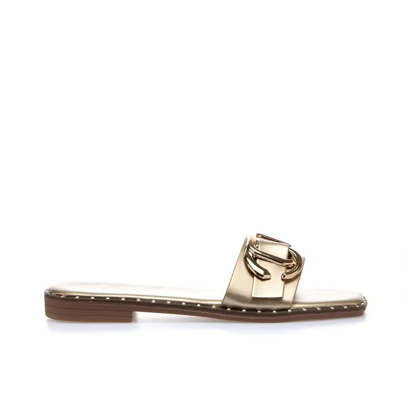 Ciabattine oro con dettaglio cromato