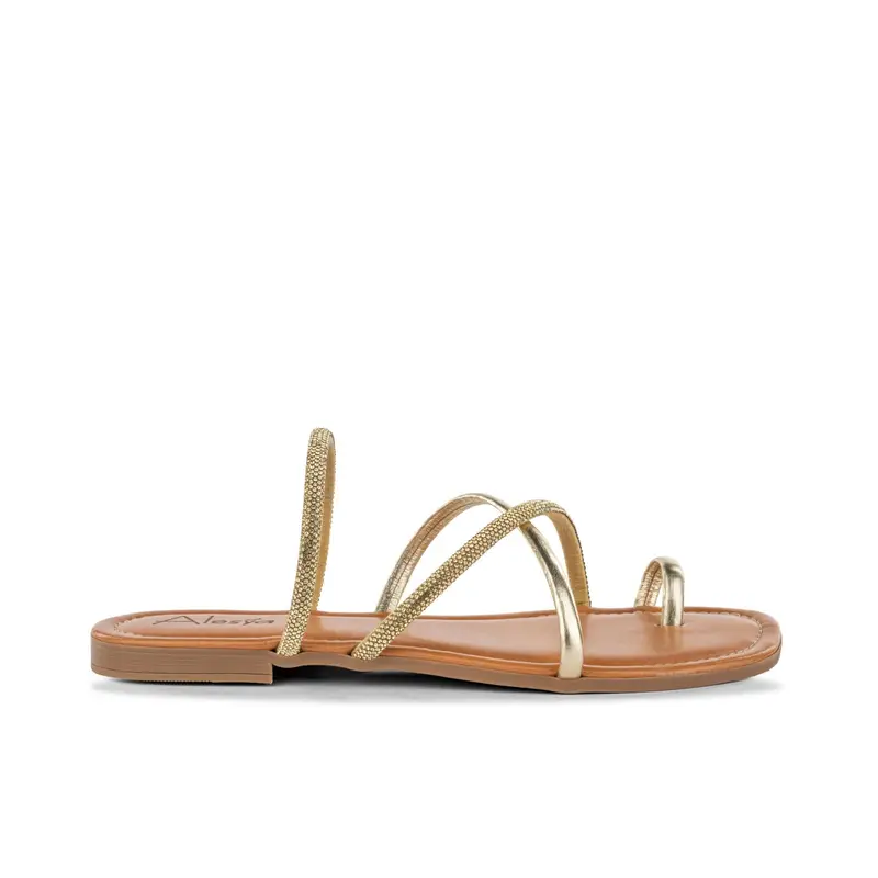 Ciabattine oro da donna modello infradito con strass