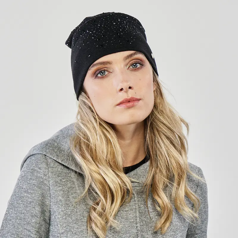 Cuffia nera con strass