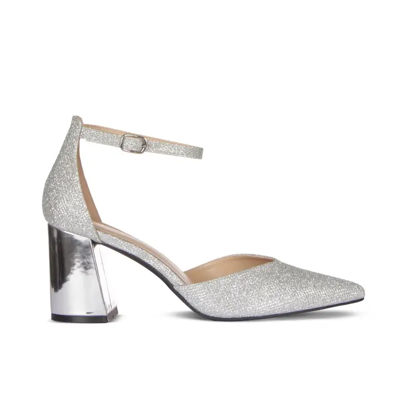Decolletè argento con tacco a specchio