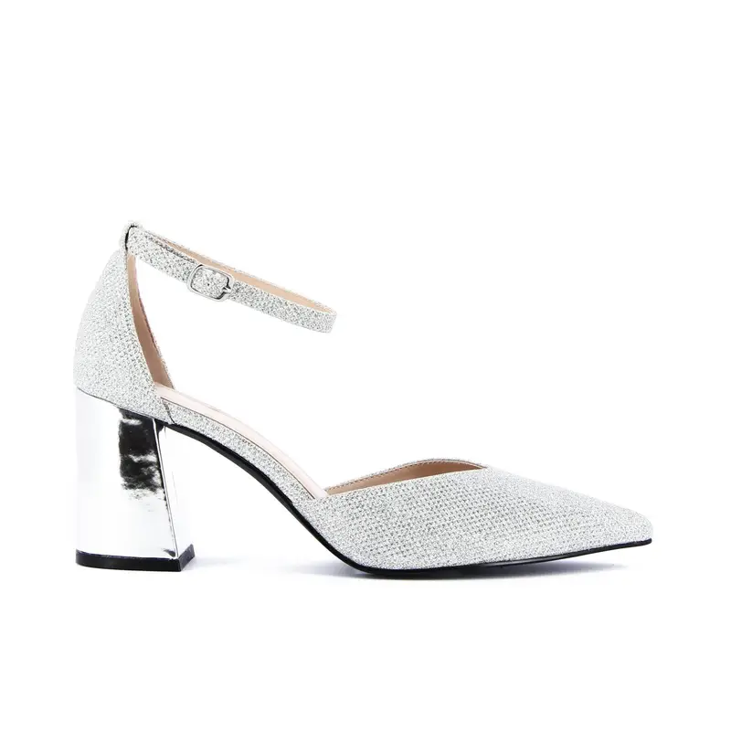 Decolletè argento con tacco a specchio