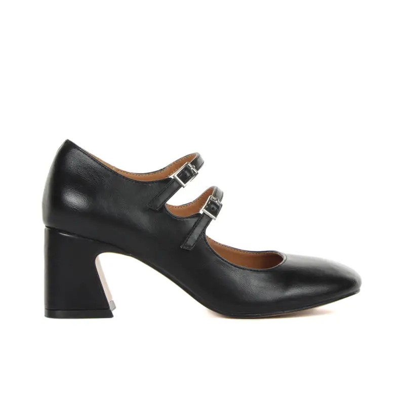 Decolletè nere con tacco largo medio con cinturini