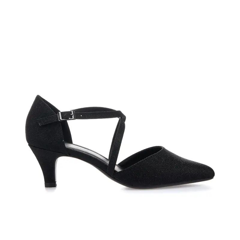 Decolletè nere glitter a punta con tacco basso