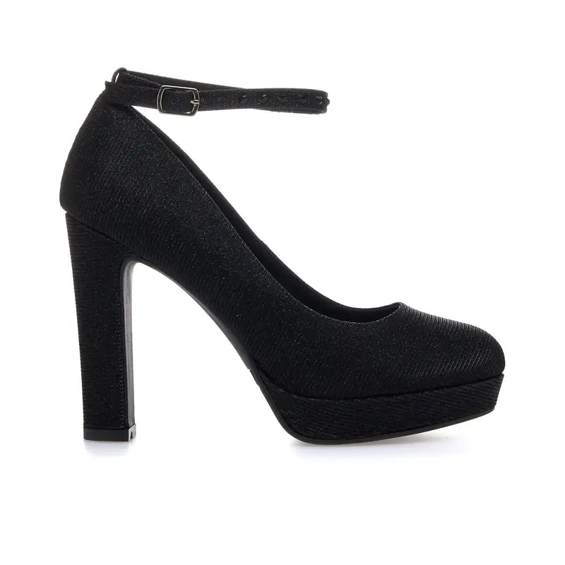 Decolletè nere glitter con tacco alto e plateau