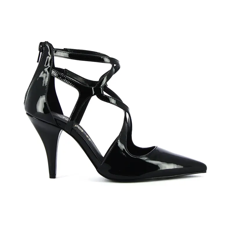 Decolletè nere lucide a punta con tacco alto