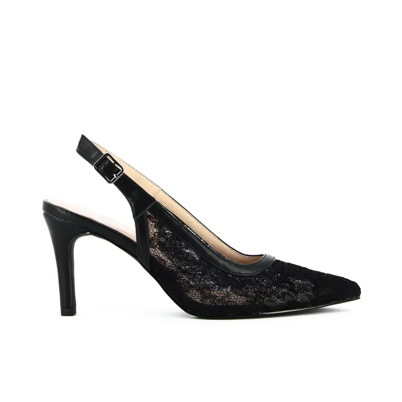 Decolletè slingback nere in pizzo