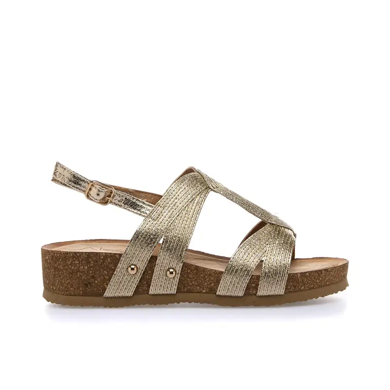 Sandali oro con fondo effetto sughero