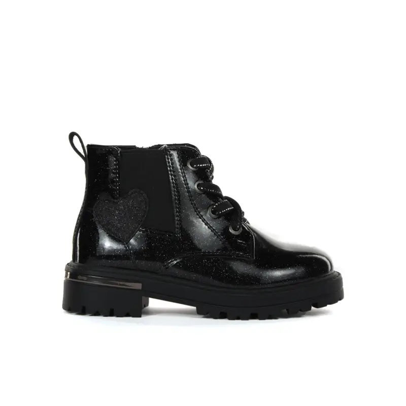 Anfibi bassi neri glitterati da bimba con cuore