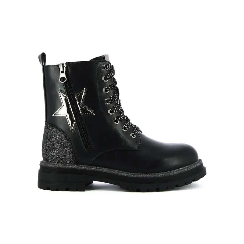 Anfibi neri con zip e stella