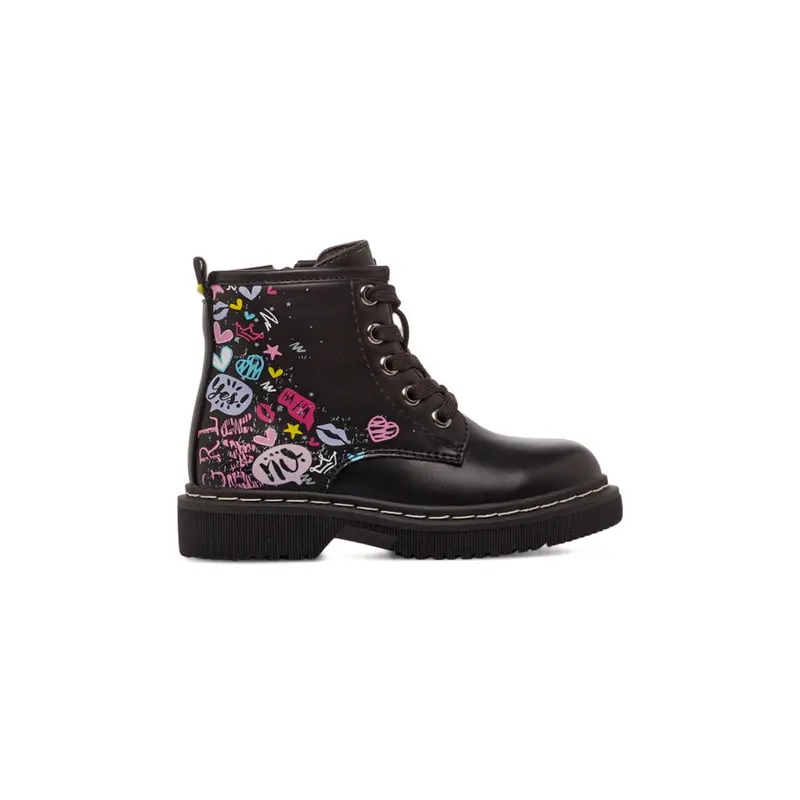 Anfibi neri da bambina con disegni