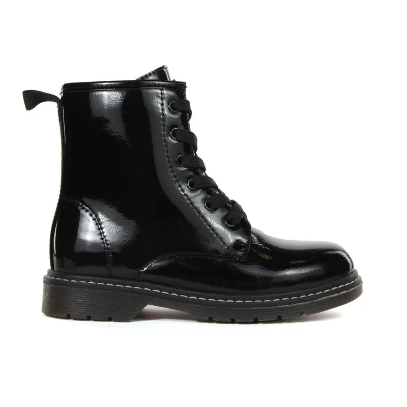 Anfibi neri lucidi da bambina con lacci