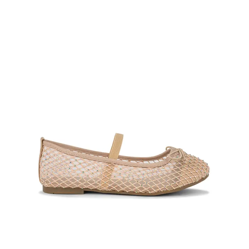 Ballerina rosa elegante in rete da bambina con strass