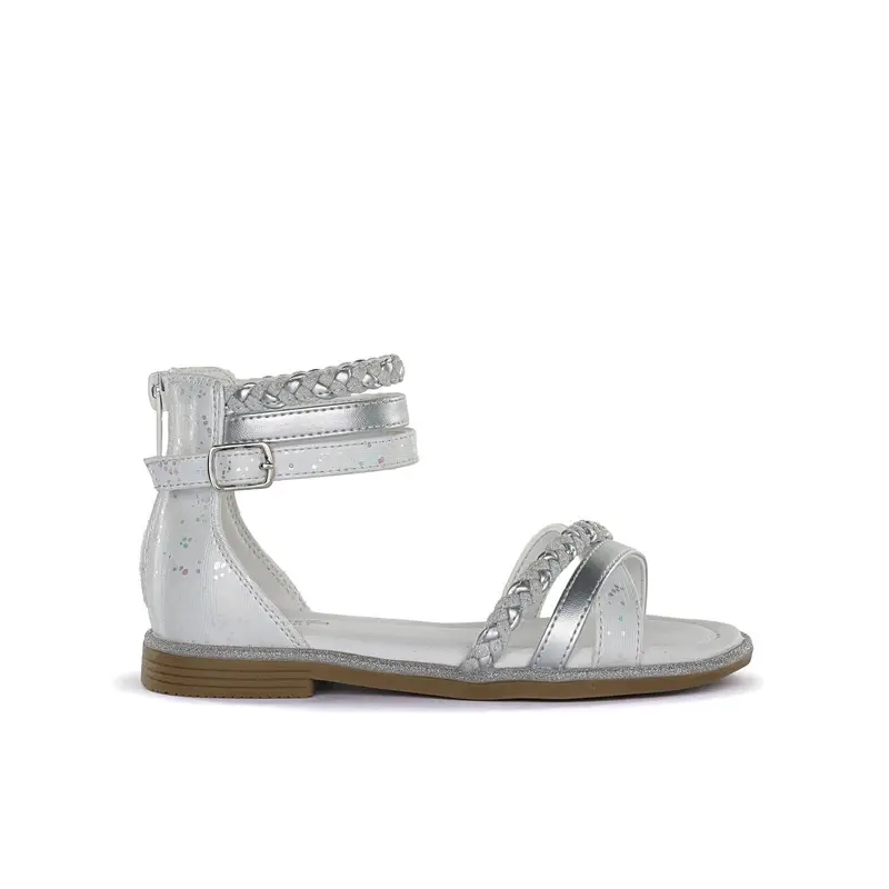 Sandali argento da bimba con cinturini e zip posteriore