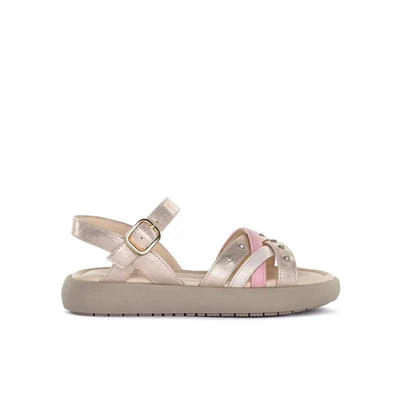Sandali rosa da bambina con suola platform e strass
