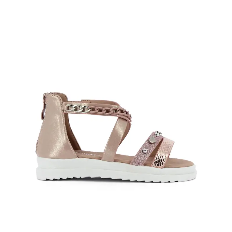 Sandali rosa da bambina con zip posteriore e cinturino glitterato