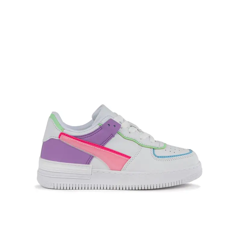 Sneakers bianche da bambina con dettagli colorati