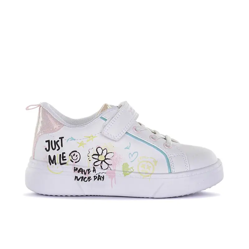 Sneakers bianche da bambina con disegni