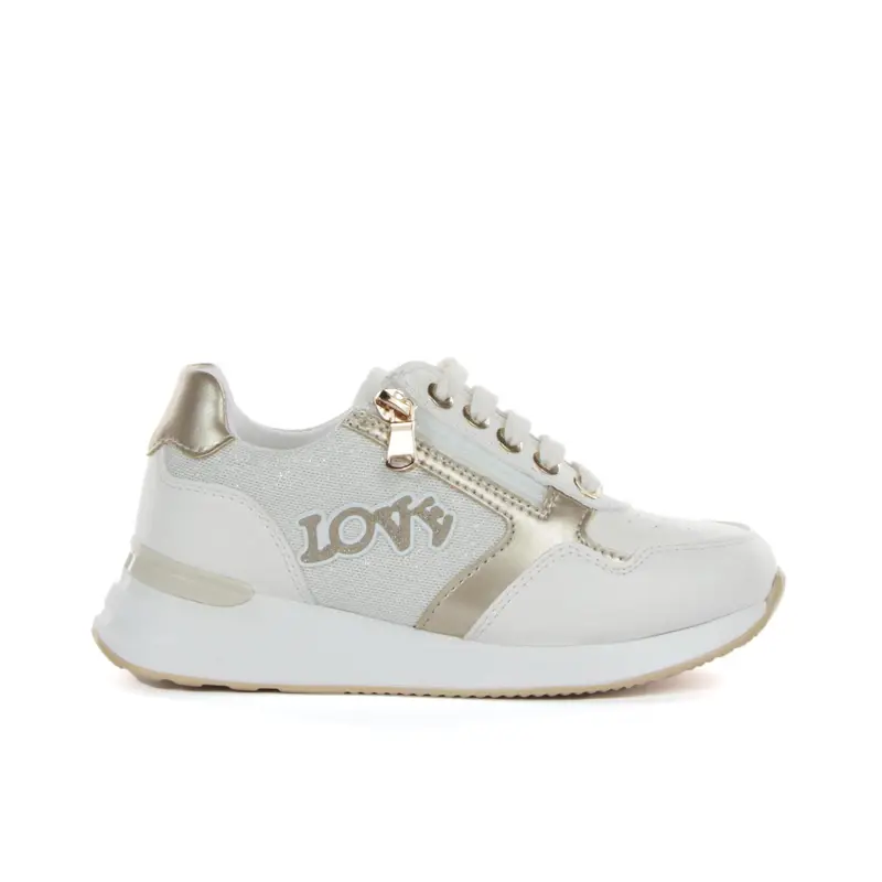 Sneakers bianche da bambina con scritta