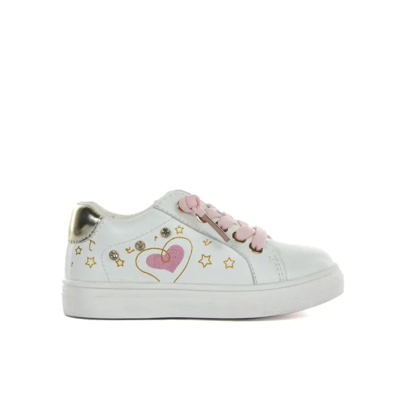 Sneakers bianche da bimba con cuori e stelline