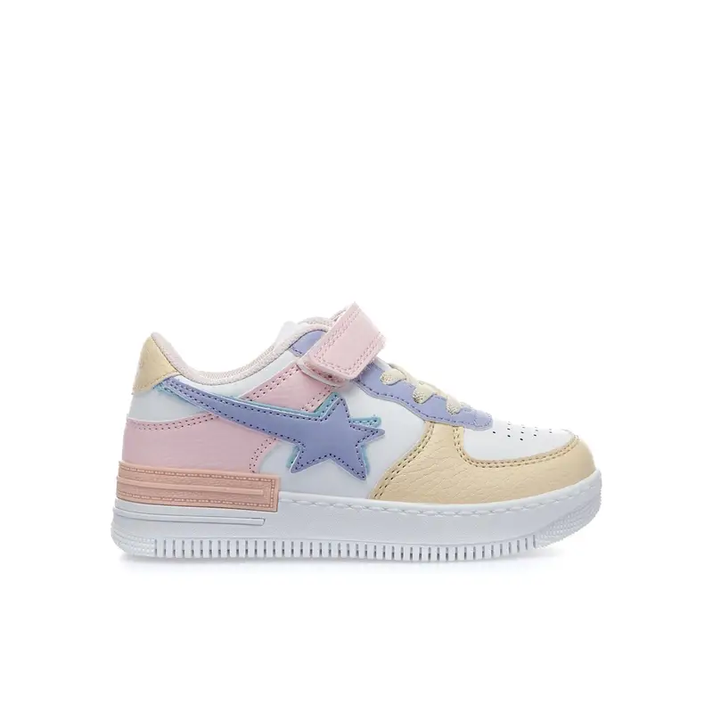 Sneakers bimba bianche con strappo e stella